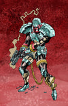 Hardware, from Milestone Media. This is the 2.0 armor, designed by the great Denys Cowan. Denys was my mentor at Milestone in the early 1990s, and it was a joy and an education working with him. Drawn with ink on paper, digitally colored.
